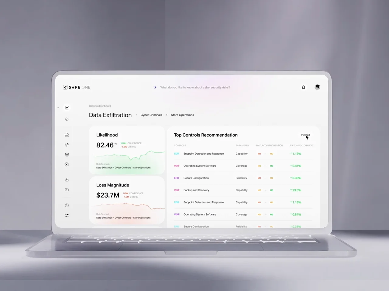 A laptop displaying a cybersecurity analytics application from our digital product reel.